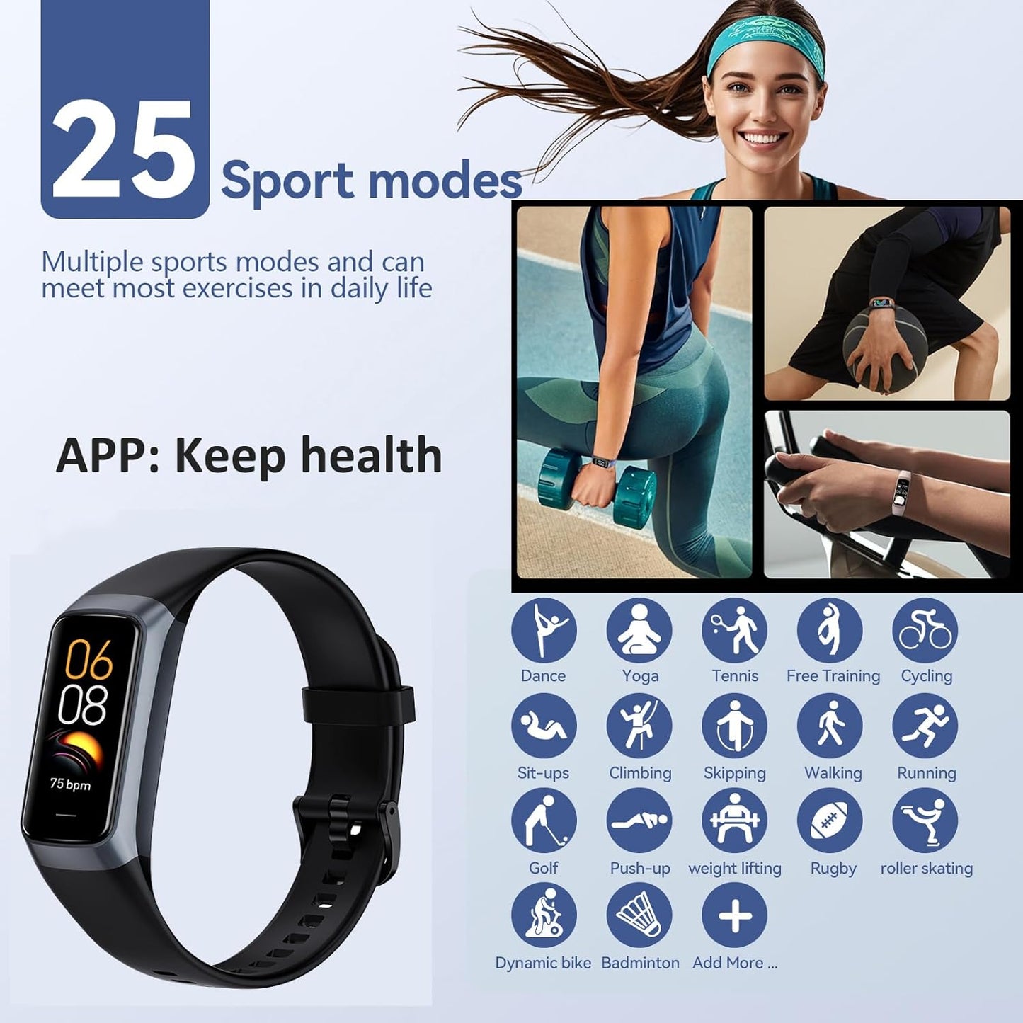 Smart Fitness Tracker Watch for Men & Women - AMOLED Display, Heart Rate & Blood Pressure Monitor, Step Counter, Waterproof, Compatible with Android & iOS