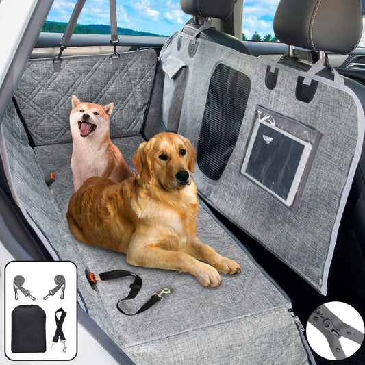 Ultimate Waterproof Dog Car Hammock - Non-Slip, Washable with Mesh Window & Extra Storage Pocket
