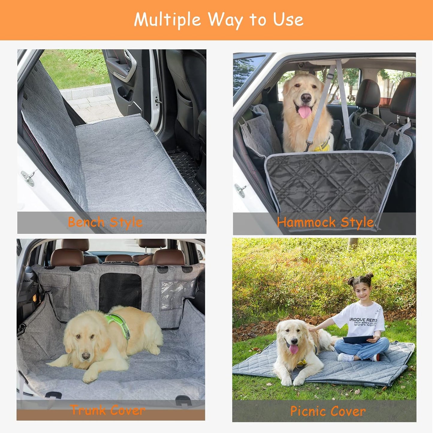 Ultimate Waterproof Dog Car Hammock - Non-Slip, Washable with Mesh Window & Extra Storage Pocket