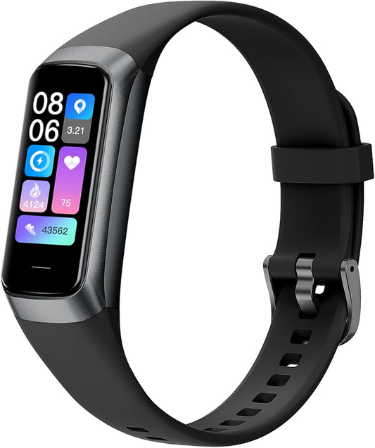 Smart Fitness Tracker Watch for Men & Women - AMOLED Display, Heart Rate & Blood Pressure Monitor, Step Counter, Waterproof, Compatible with Android & iOS
