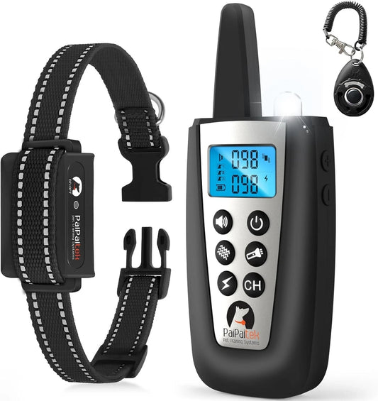 Dog training collar with remote control on a white background