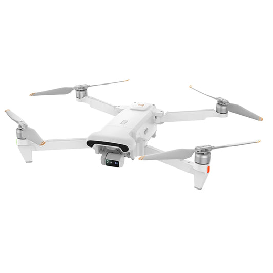 White drone with four propellers on a white background