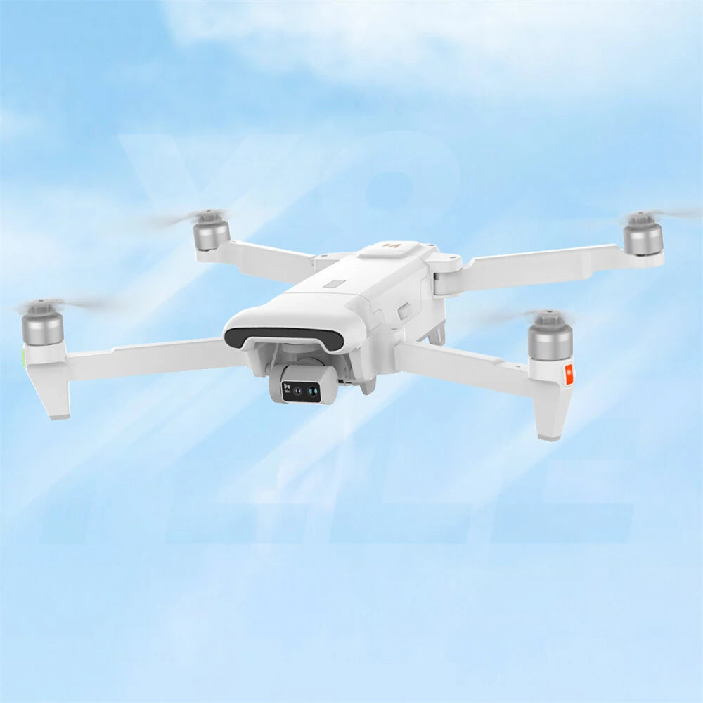 White drone against a blue sky background