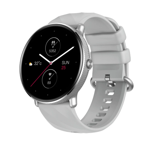 Smartwatch with a white band on a white background